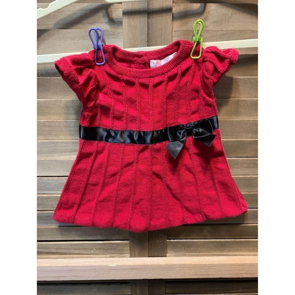 Cherokee Red Sweater Dress Sparkle Knit Holiday Christmas Size 6-9 Months Girls